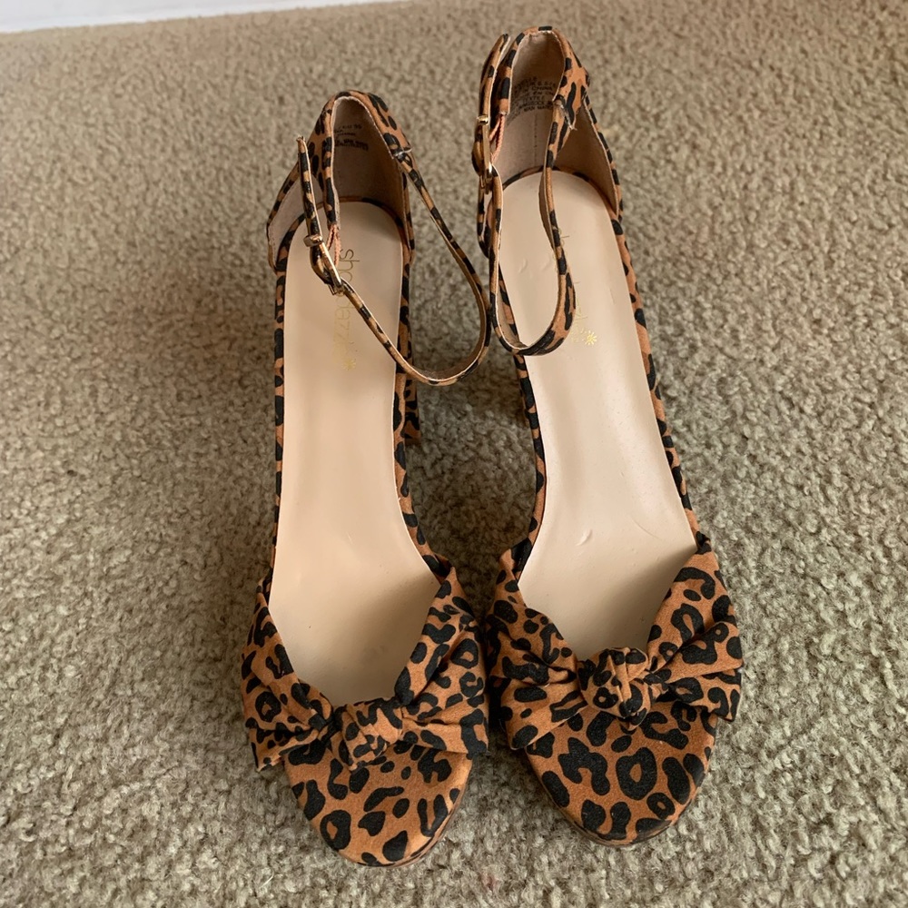 Shoe Dazzle Leopard Print Block Heel Sandal - image 1